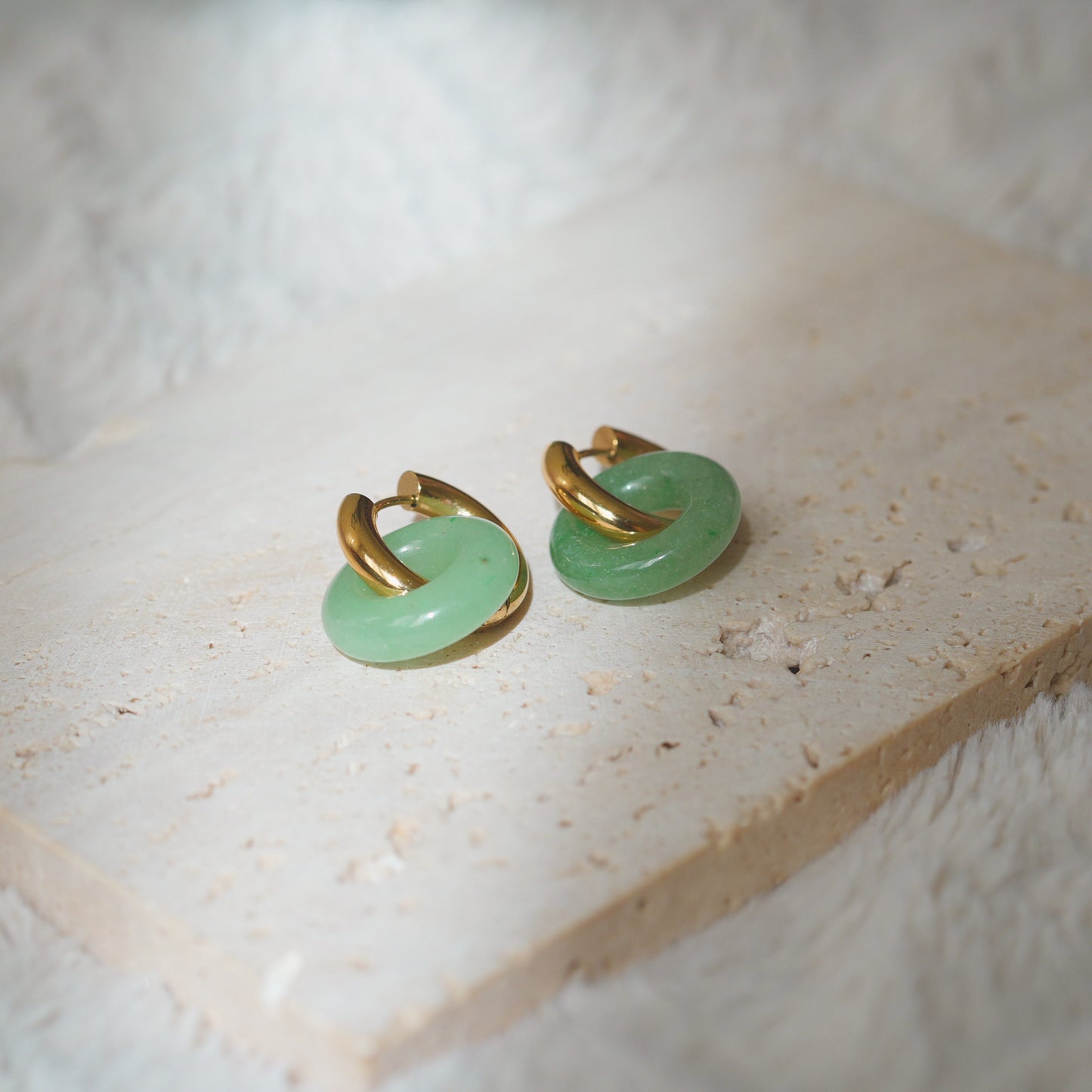 Medium Jade Gold Hugge Hoops