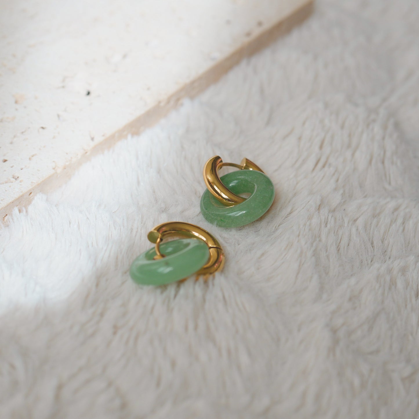 Medium Jade Gold Hugge Hoops