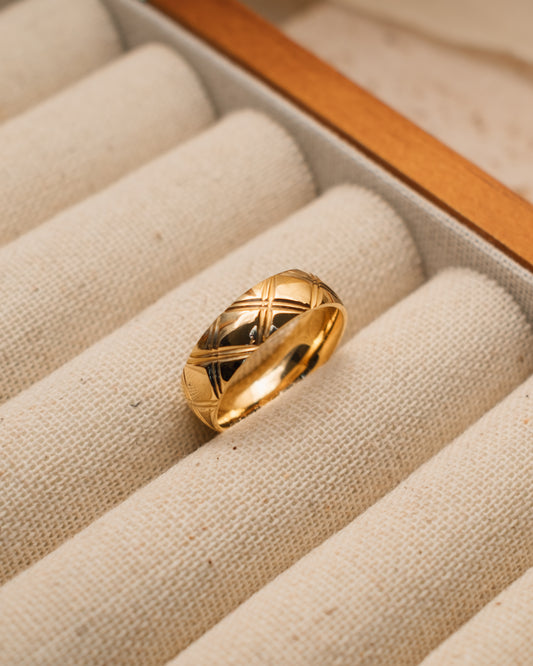 Gold Patterned Band Rings