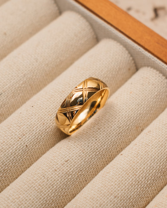 Gold Patterned Band Rings