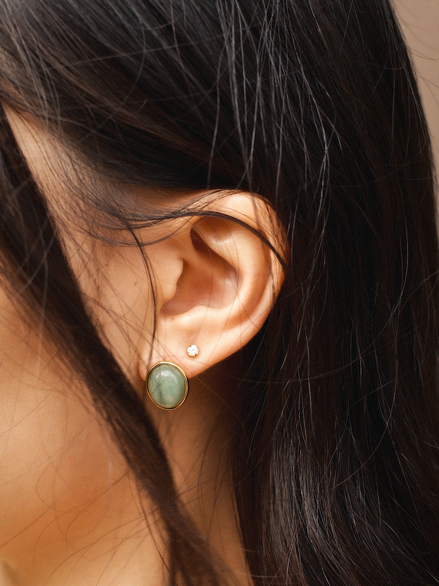 Oval Jade Studs