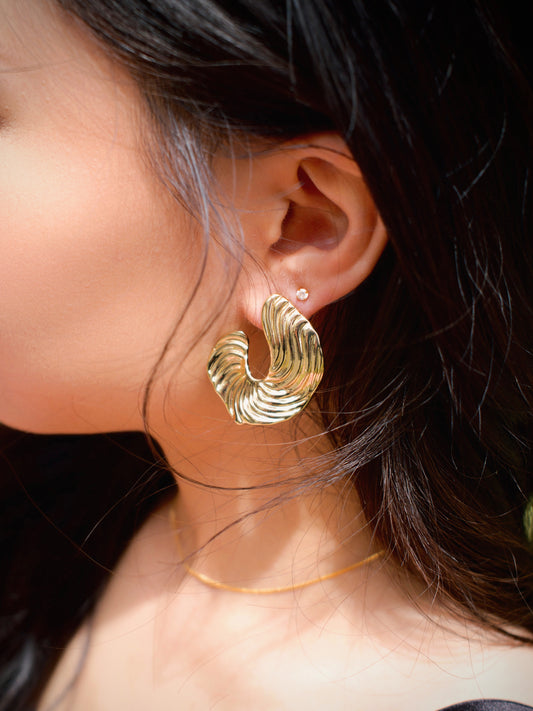 Gold Chunky Wavy Earrings