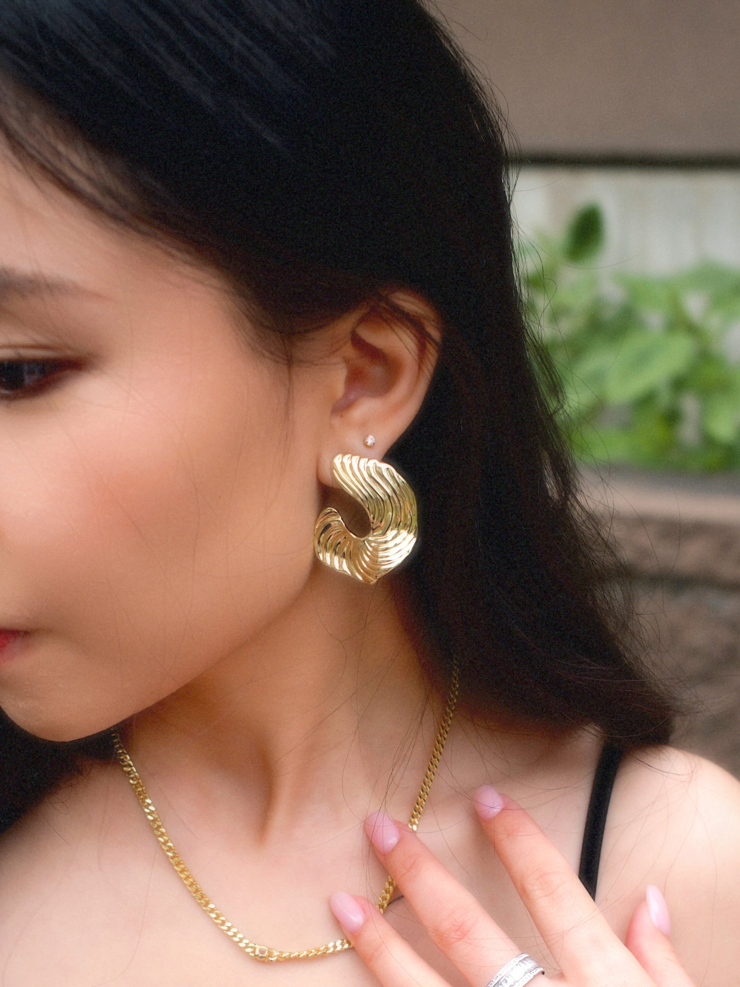 Gold Chunky Wavy Earrings