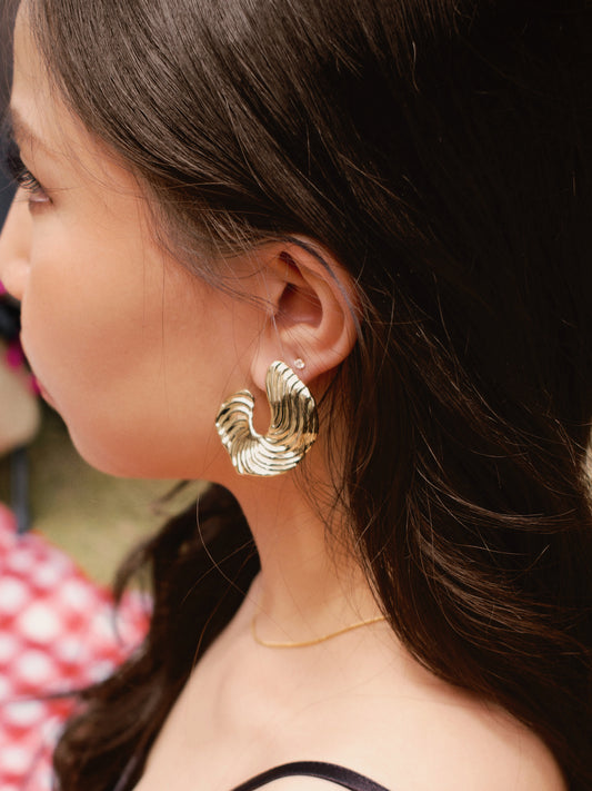 Gold Chunky Wavy Earrings