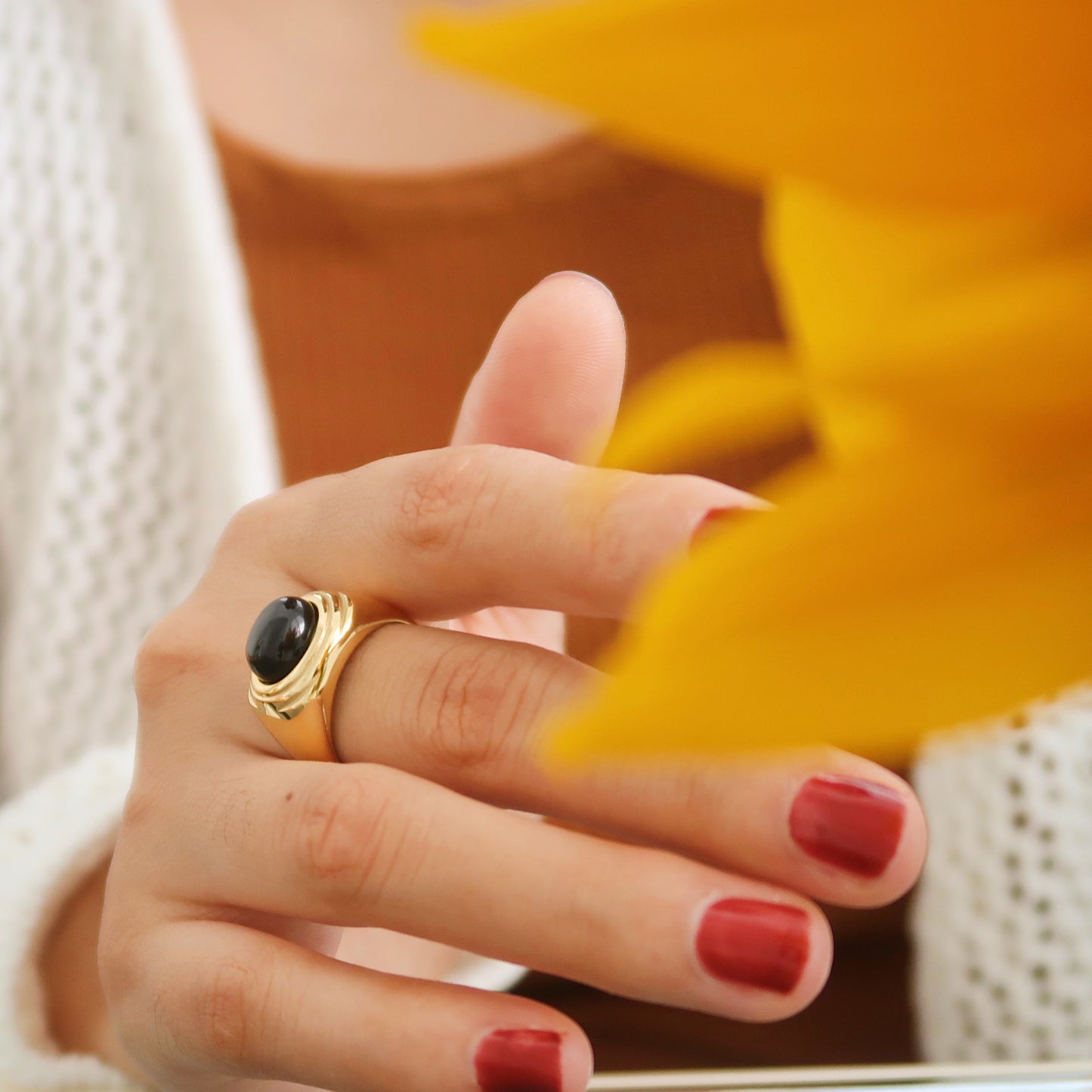 Black Onyx Signet Ring