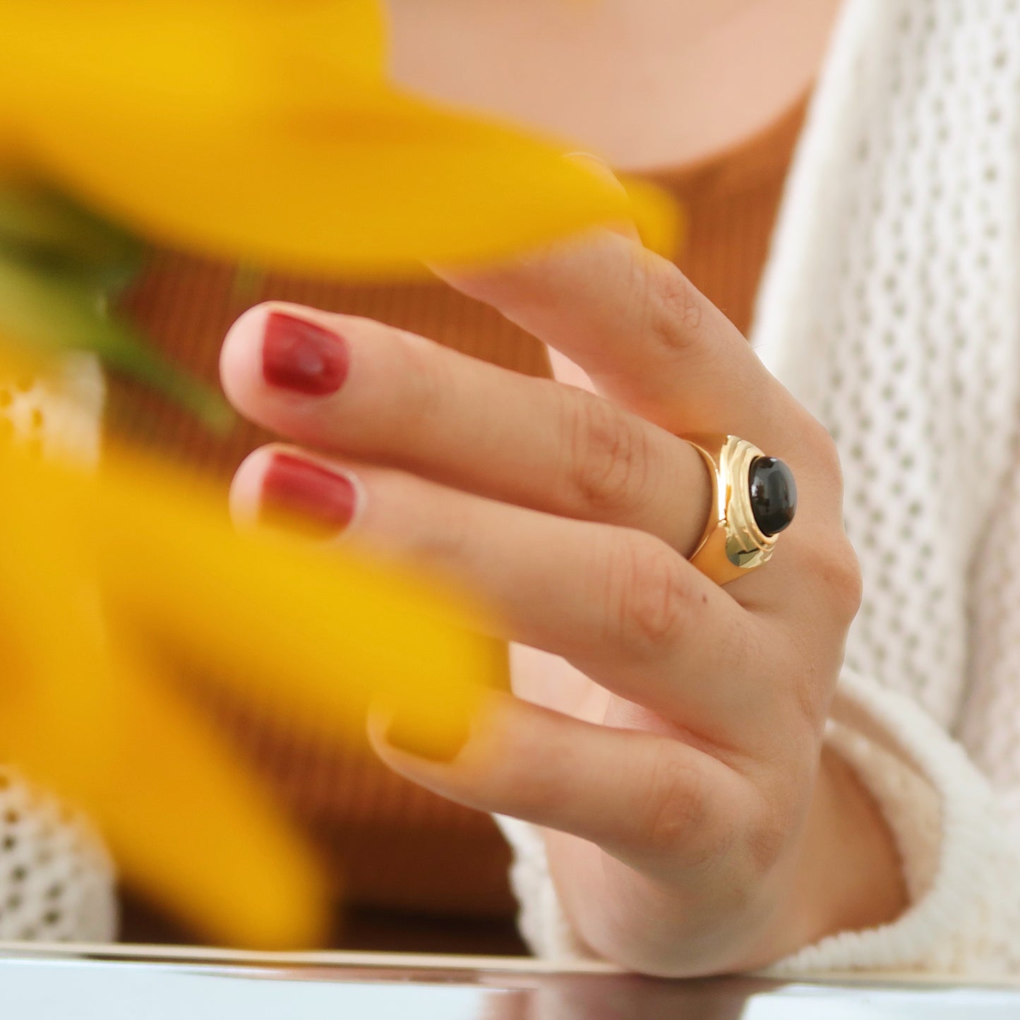 Black Onyx Signet Ring