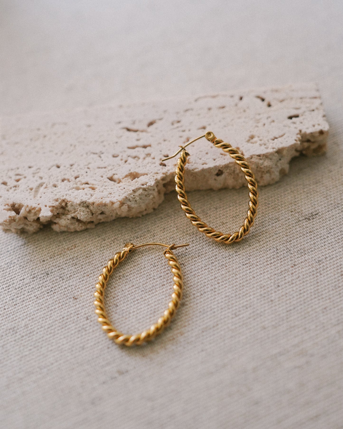 Twisted Rope Gold Huggie Hoops