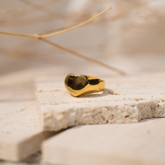 Chunky Heart Signet Ring