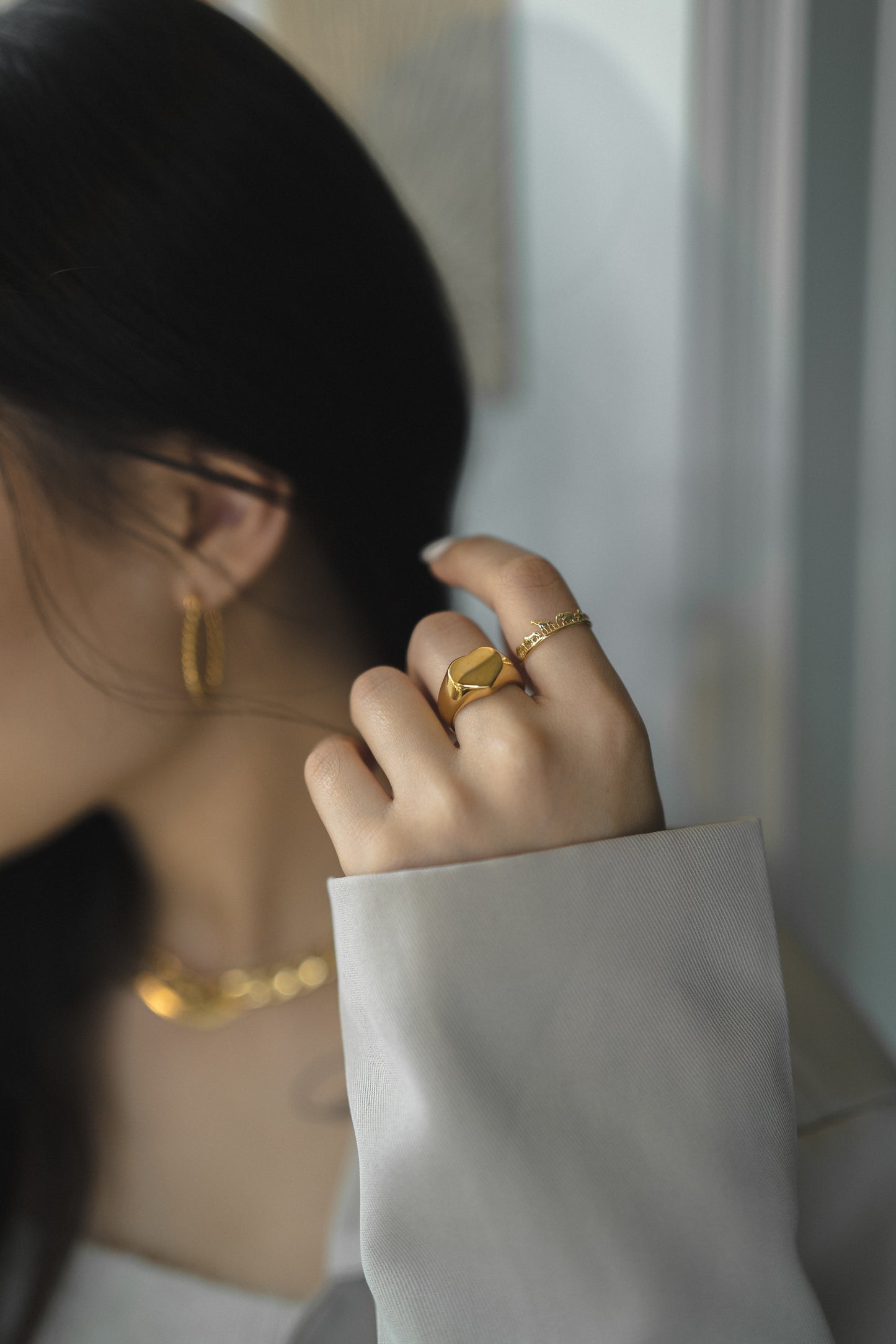 Chunky Heart Signet Ring