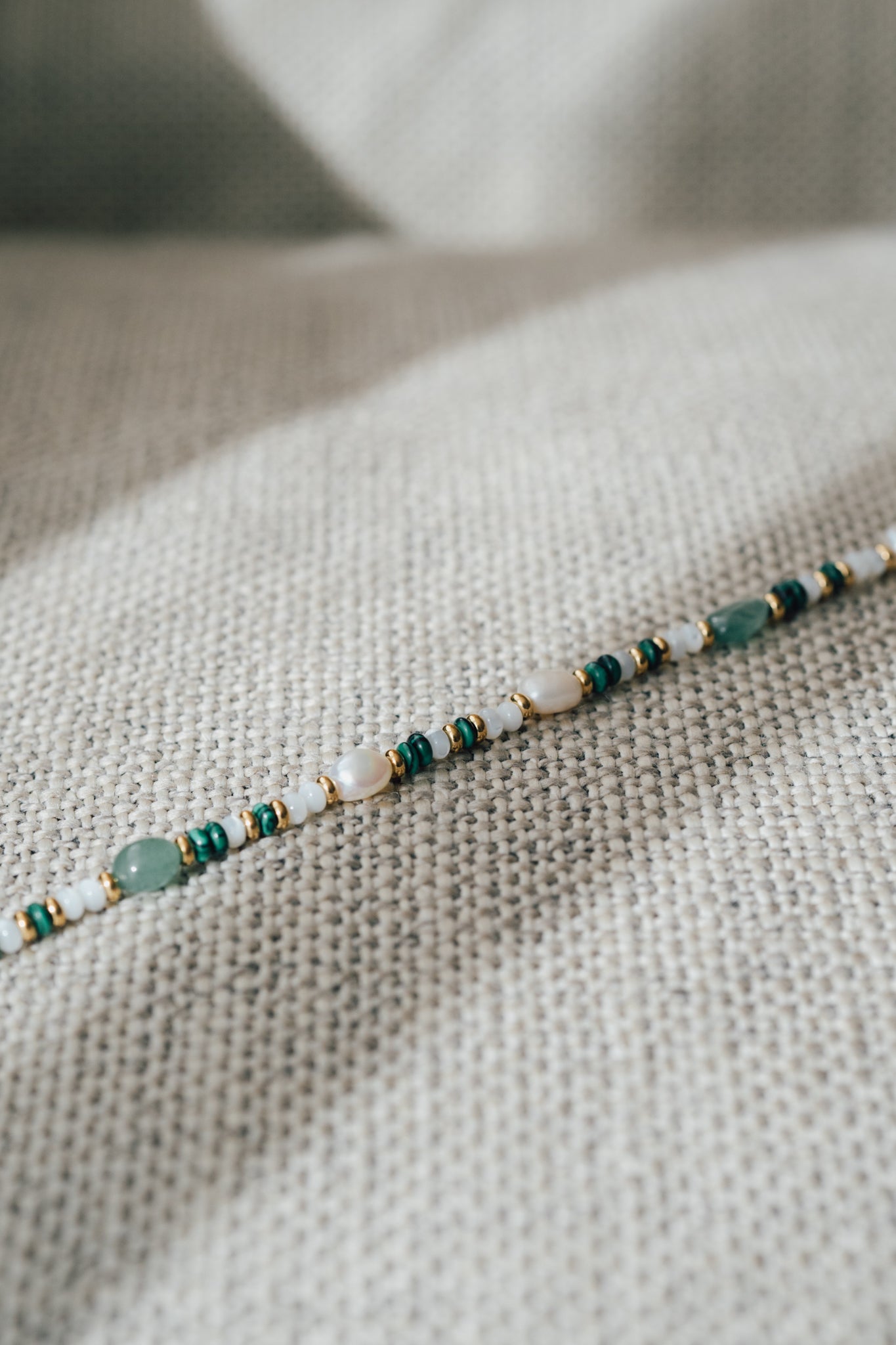 Beaded Jade Pearl Necklace