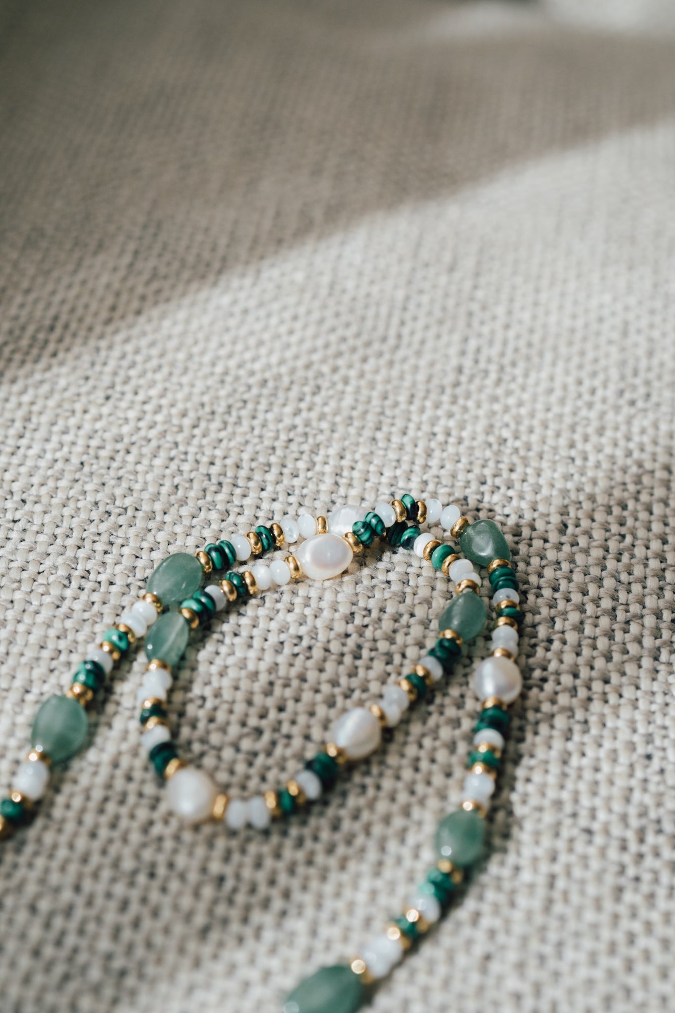 Beaded Jade Pearl Necklace