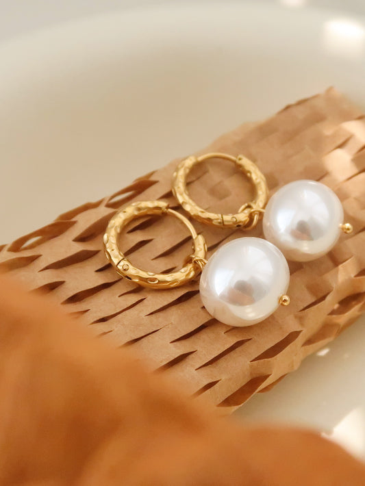 BOHO Pearl Huggie Earrings