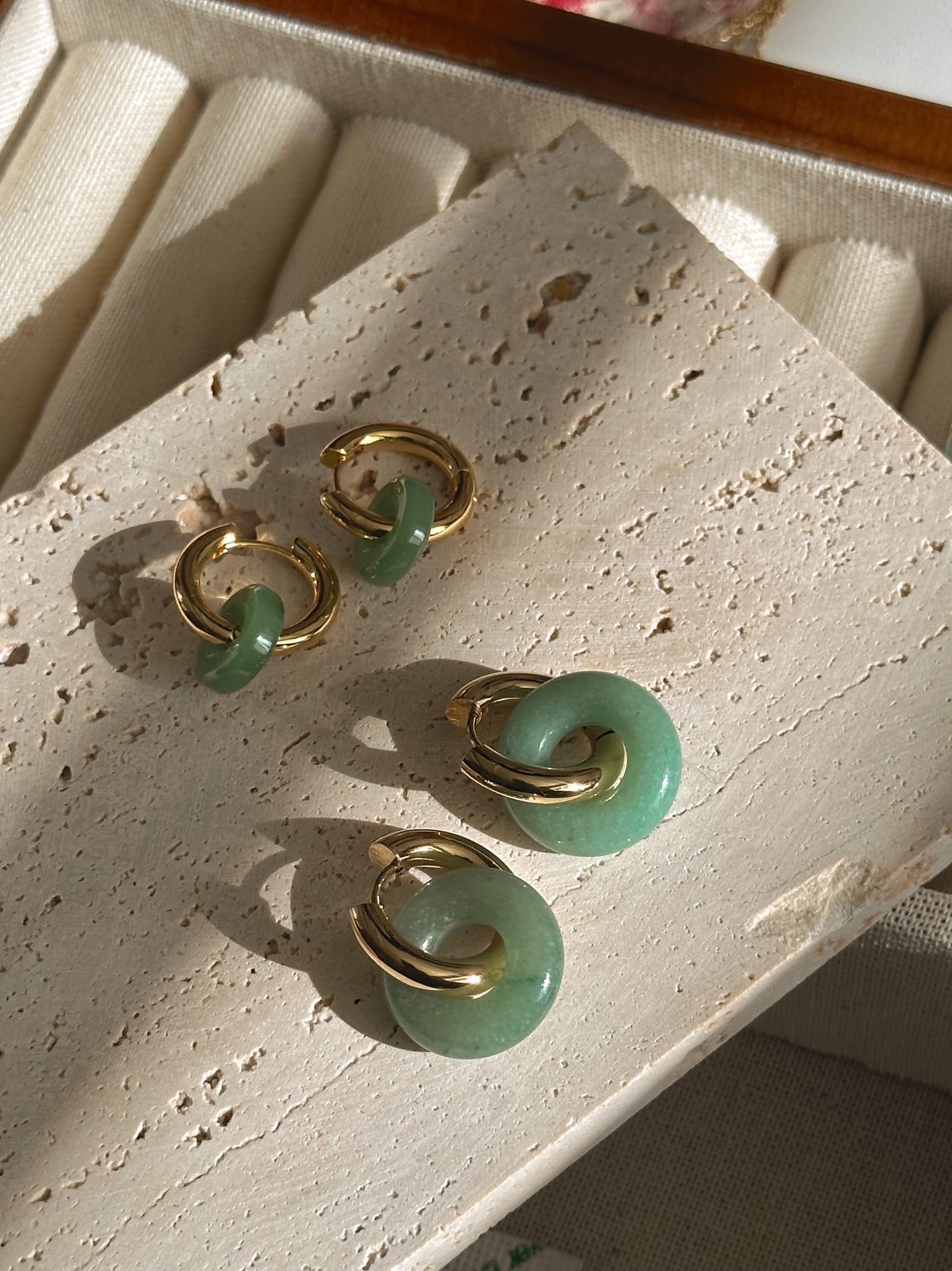 Medium Jade Gold Hugge Hoops