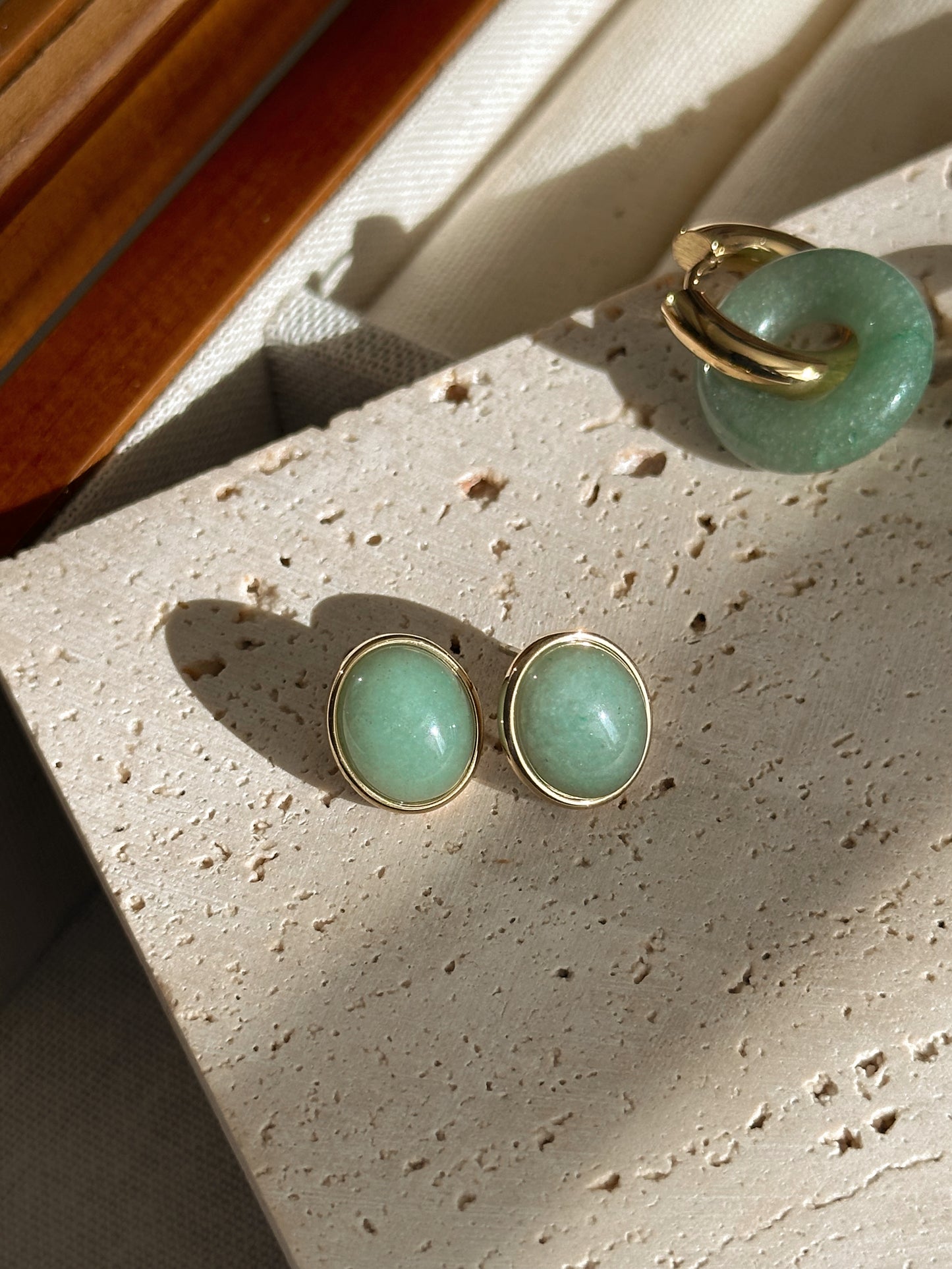 Oval Jade Studs