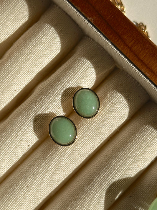 Oval Jade Studs