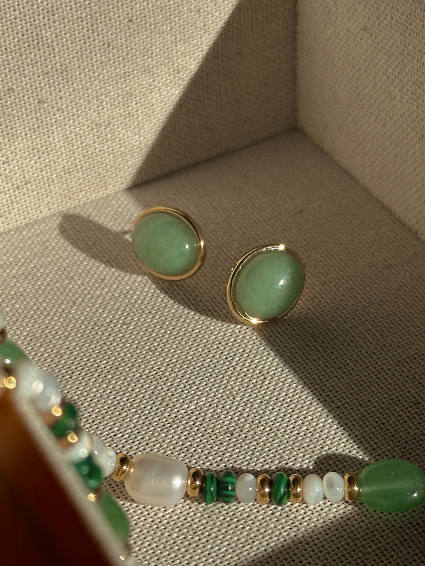 Oval Jade Studs